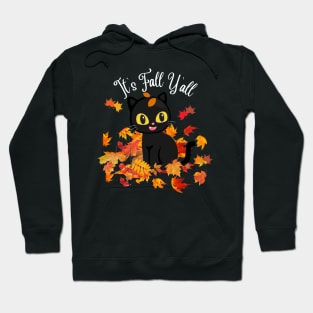 It's fall y'all Black Cats Halloween Thanksgiving and Fall Color Lovers Hoodie